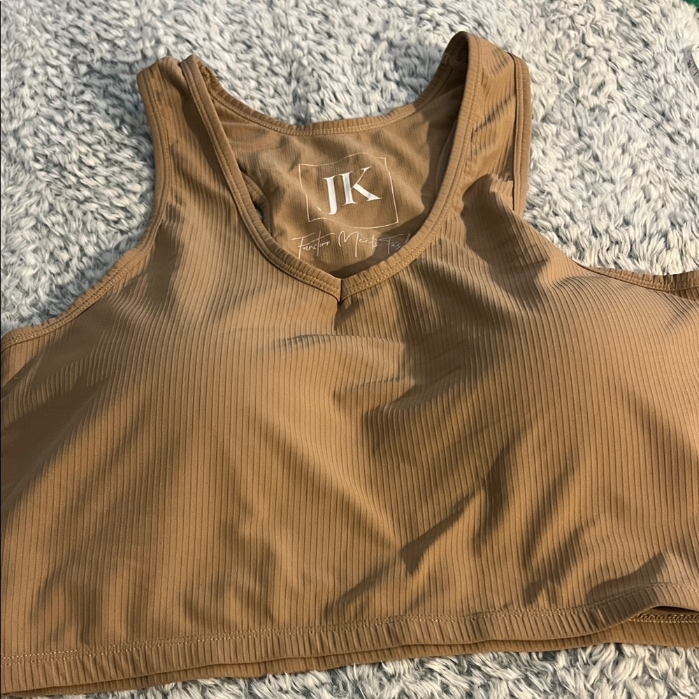 Women's Tan Ribbed Sleepwear Top